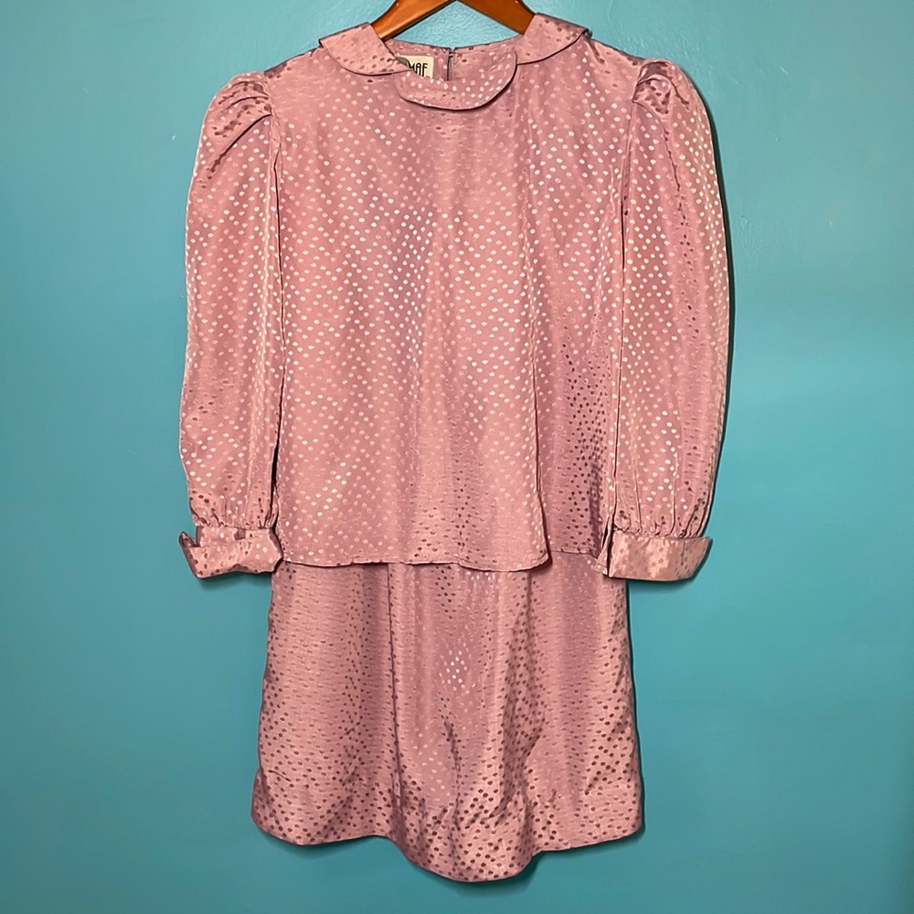 VINTAGE statement collar blush polka-dot outfit small
